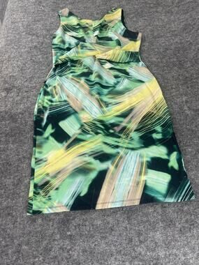 Kaleidoscope Sheath Dress Womens Size 12 Tie Dye Sleeveless Green N333